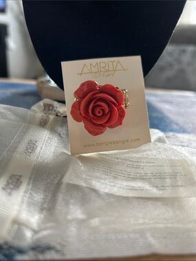 Coral Versailles Floral Rose Stretch Ring